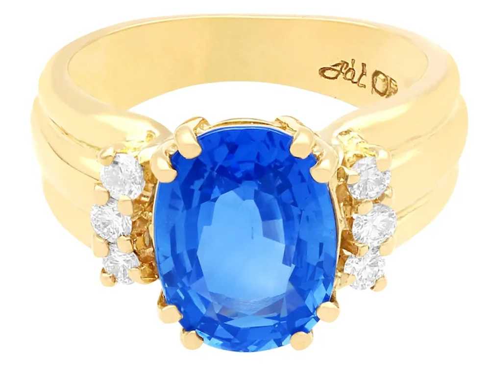 Vintage 4.80ct Sapphire and 0.15ct Diamond, 18ct … - image 3