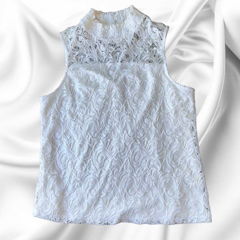 Other PerSeption Concepts White Lace Mock Neck Sl… - image 11
