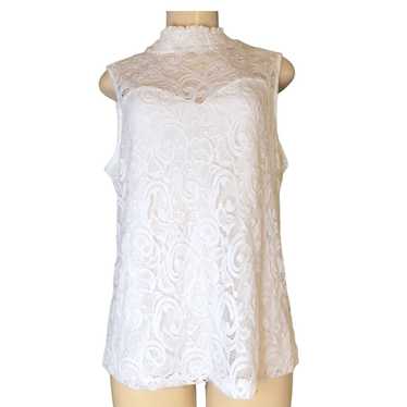 Other PerSeption Concepts White Lace Mock Neck Sl… - image 1