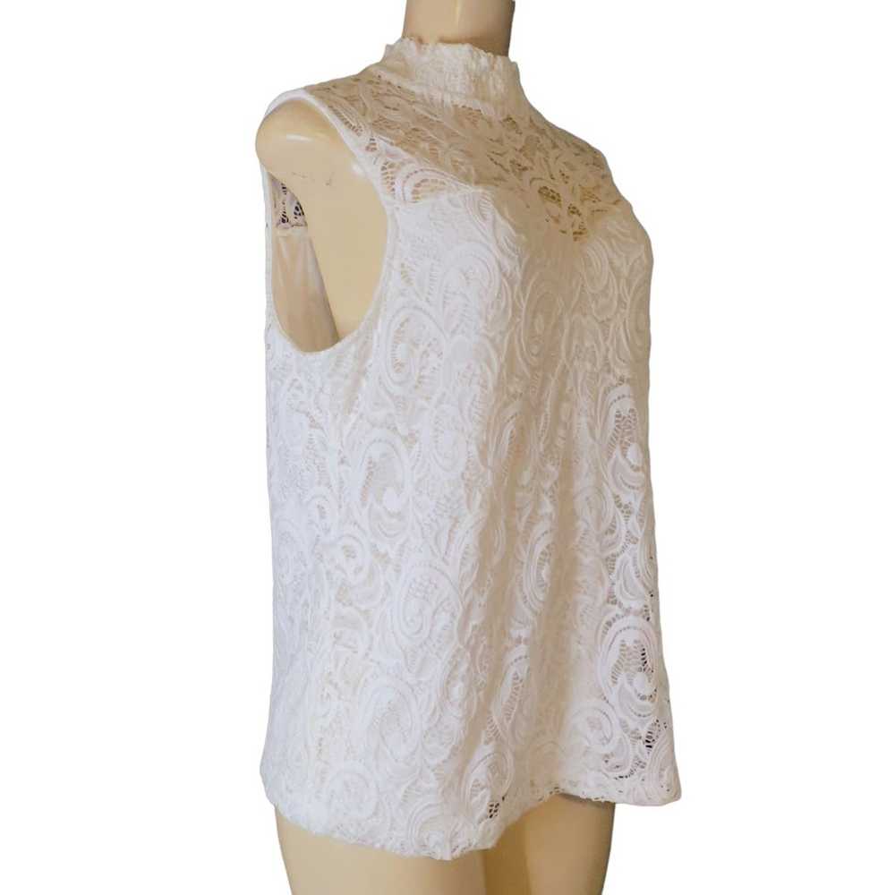 Other PerSeption Concepts White Lace Mock Neck Sl… - image 2
