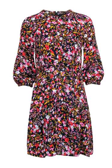 Whistles - Navy Floral Printed A-Line Dress Sz 0 - image 1