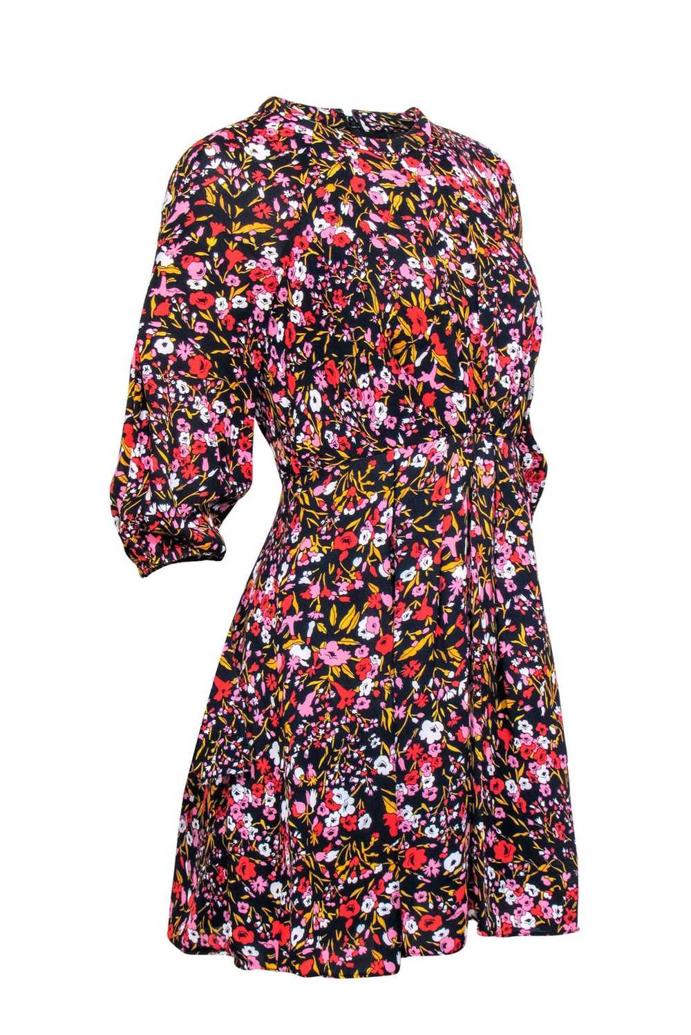 Whistles - Navy Floral Printed A-Line Dress Sz 0 - image 2