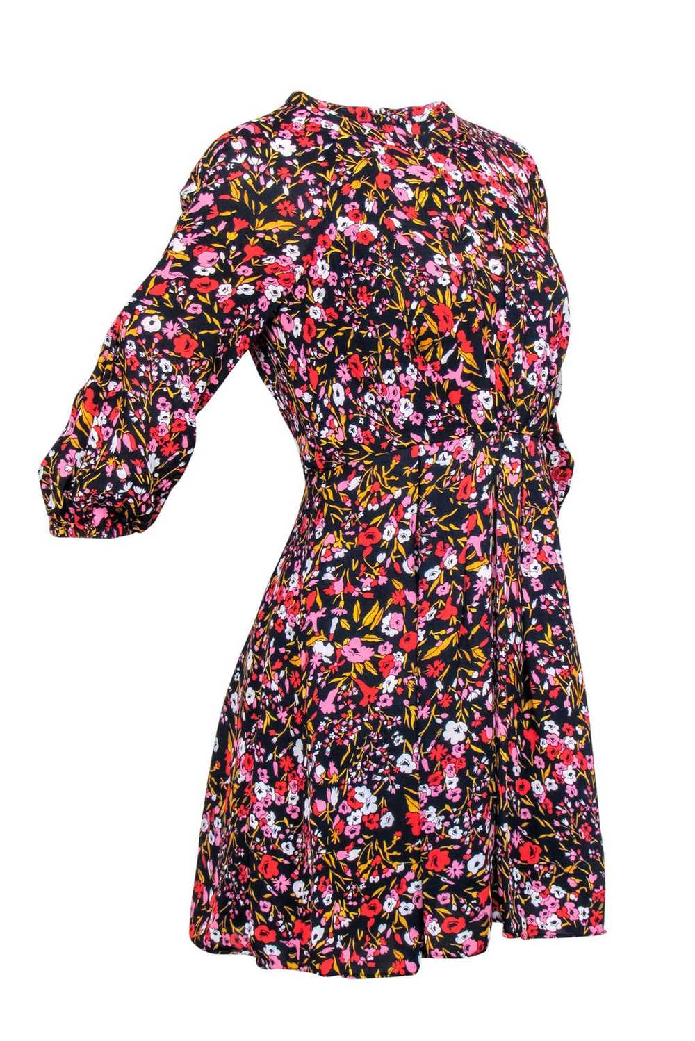 Whistles - Navy Floral Printed A-Line Dress Sz 0 - image 3