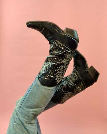 Patent leather pointy cowboy boots - image 1