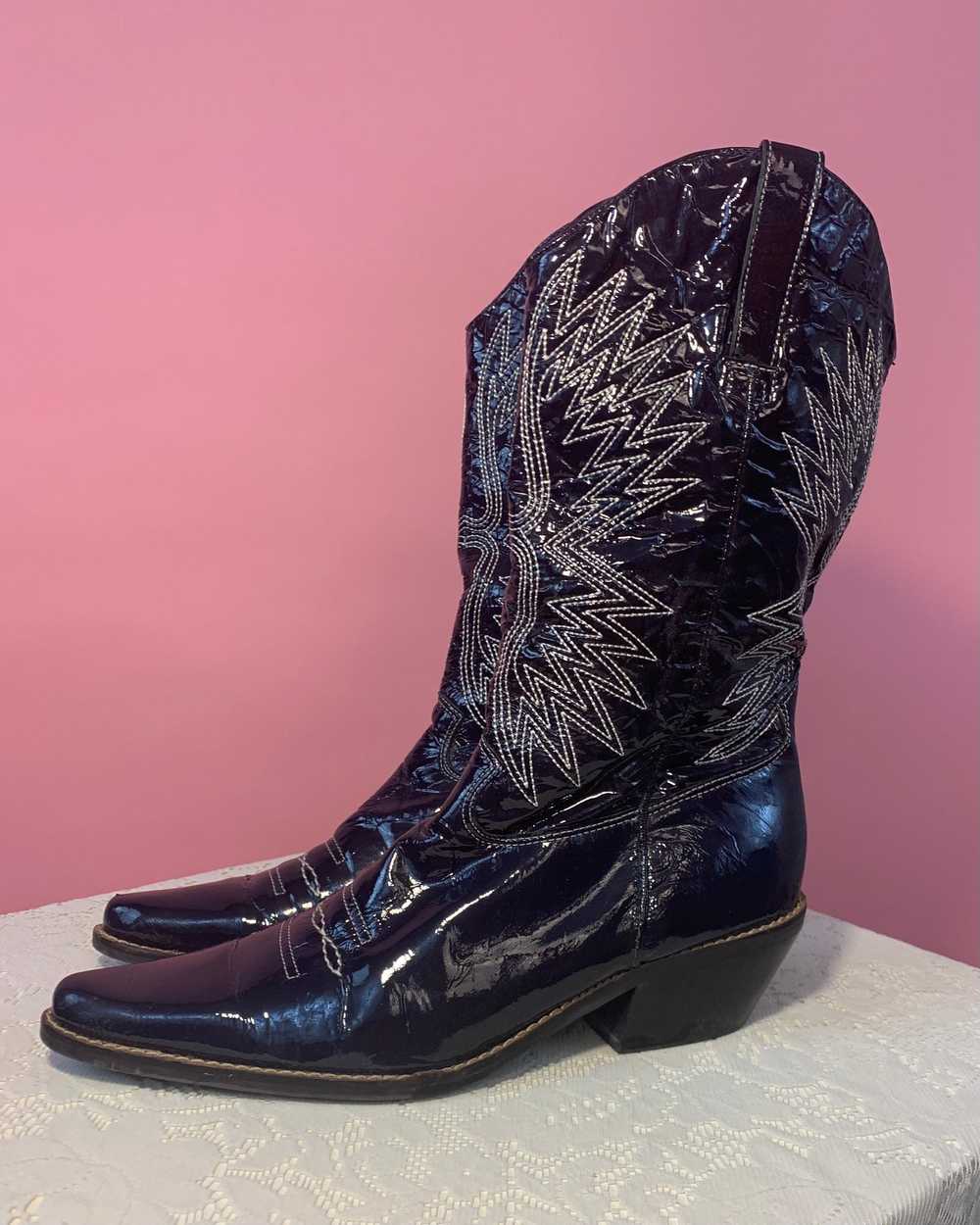 Patent leather pointy cowboy boots - image 6