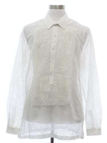 1990's Mens Embroidered Sheer Tunic Shirt