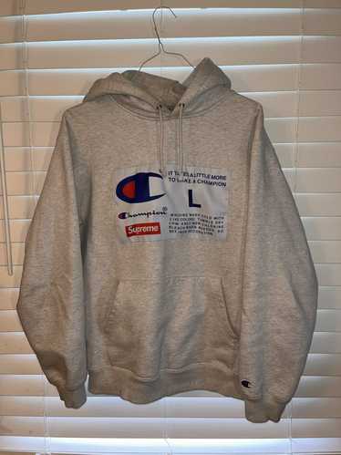 Supreme x champion deals label hoodie