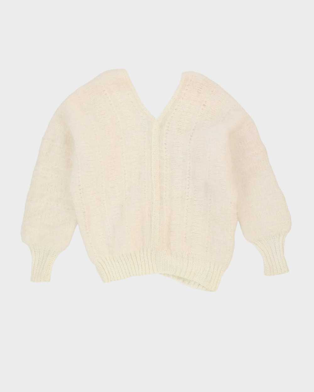 White Knitted Batwing Sleeve Jumper - S - image 2