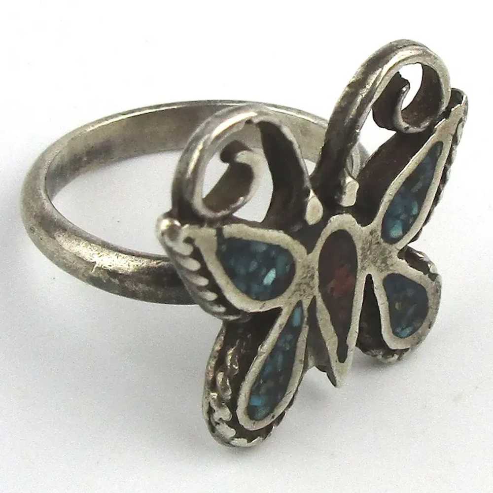 Vintage Native American Butterfly Ring Sterling S… - image 4