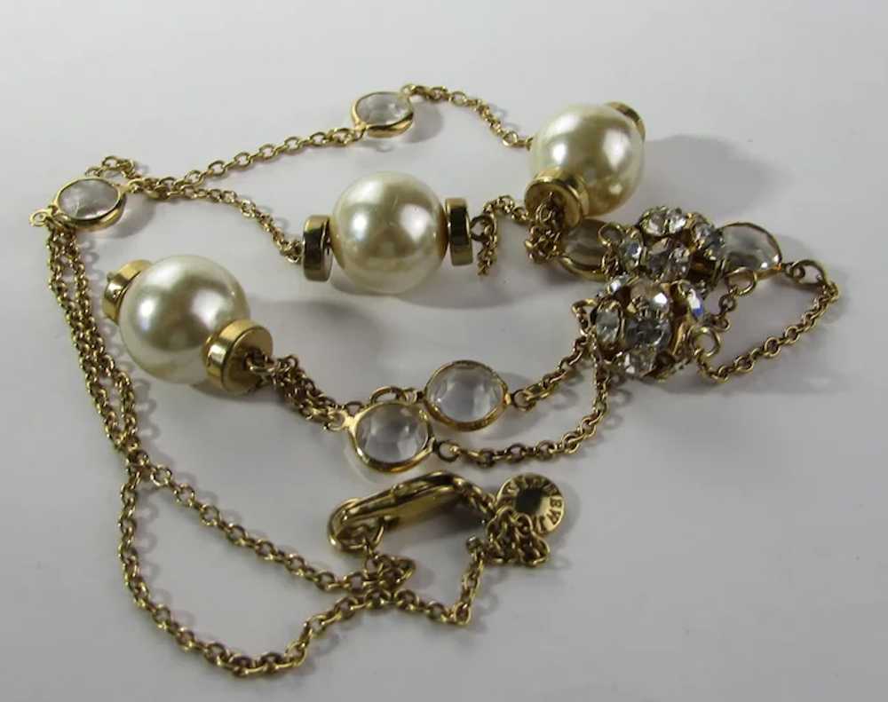 Vintage J. Crew Gold Tone Necklace With Faux Pear… - image 11