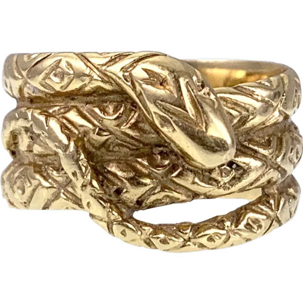 Estate 18K Gold Snake Band Ring - image 1