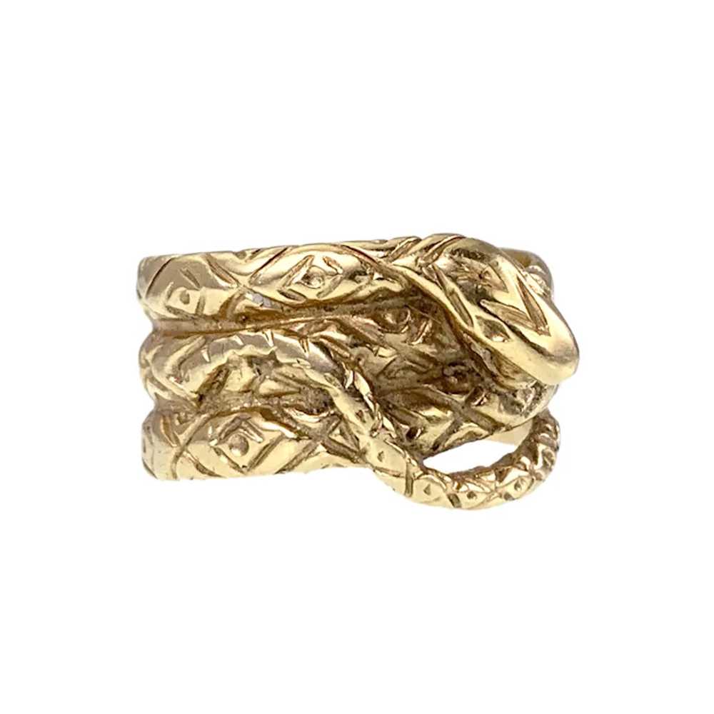 Estate 18K Gold Snake Band Ring - image 3