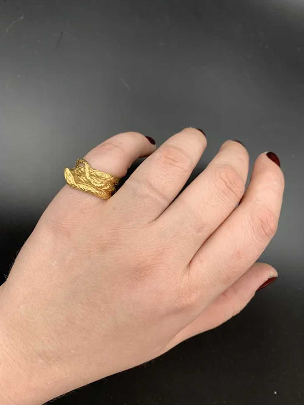 Estate 18K Gold Snake Band Ring - image 7
