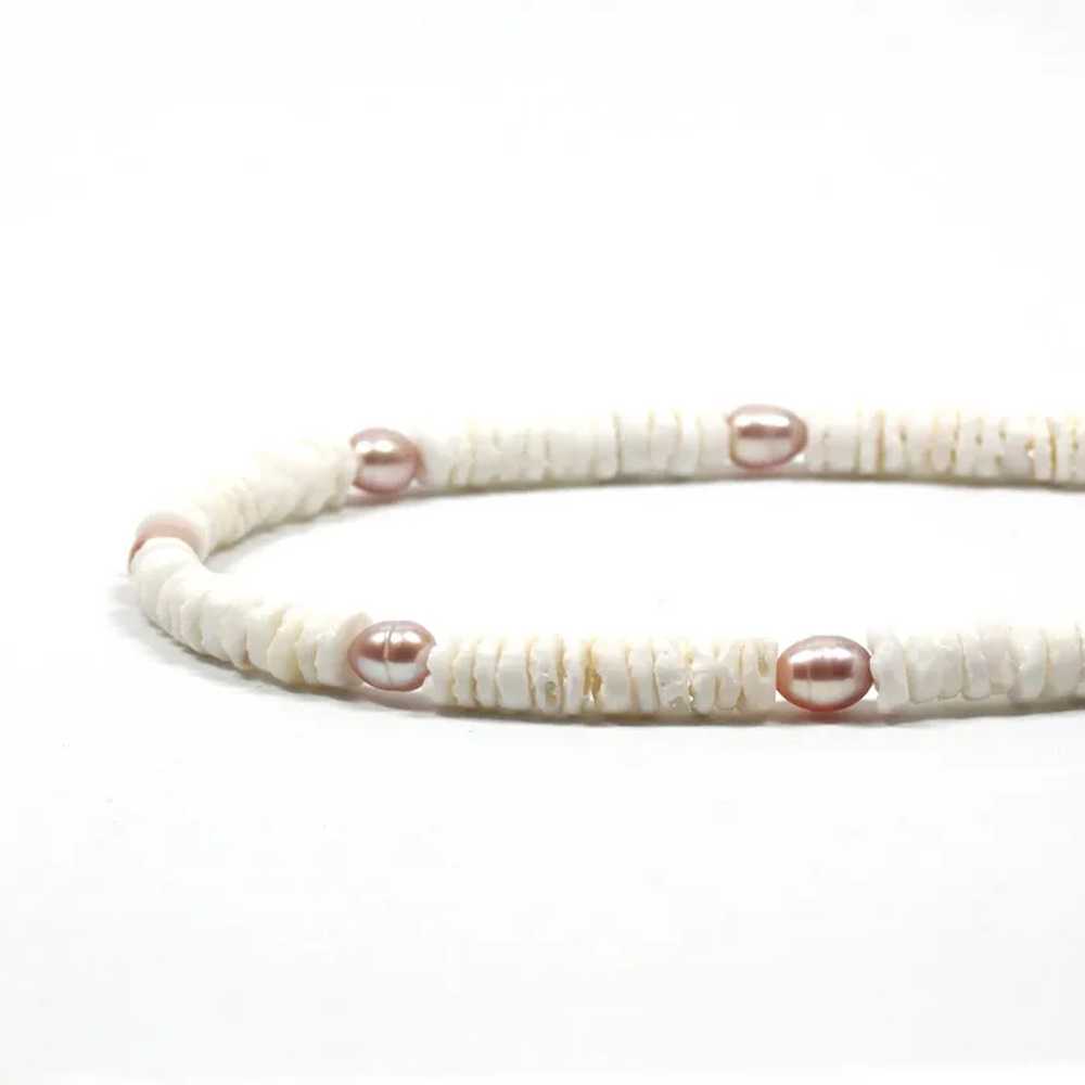 Necklace boho style Surfer sea white pearl choker… - image 4