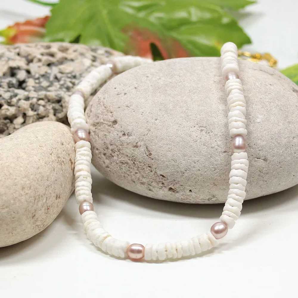 Necklace boho style Surfer sea white pearl choker… - image 9