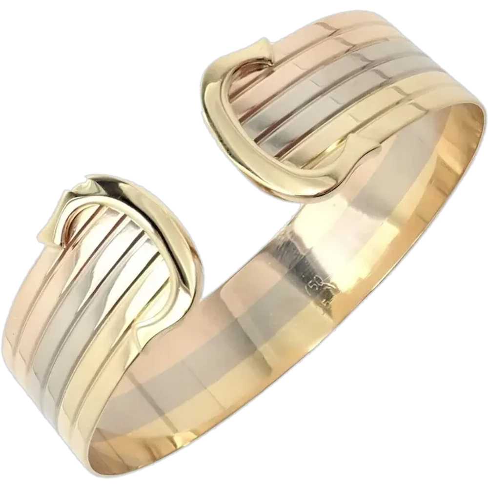 Authentic! Cartier 18k Tri-Color Gold Double C Wi… - image 1