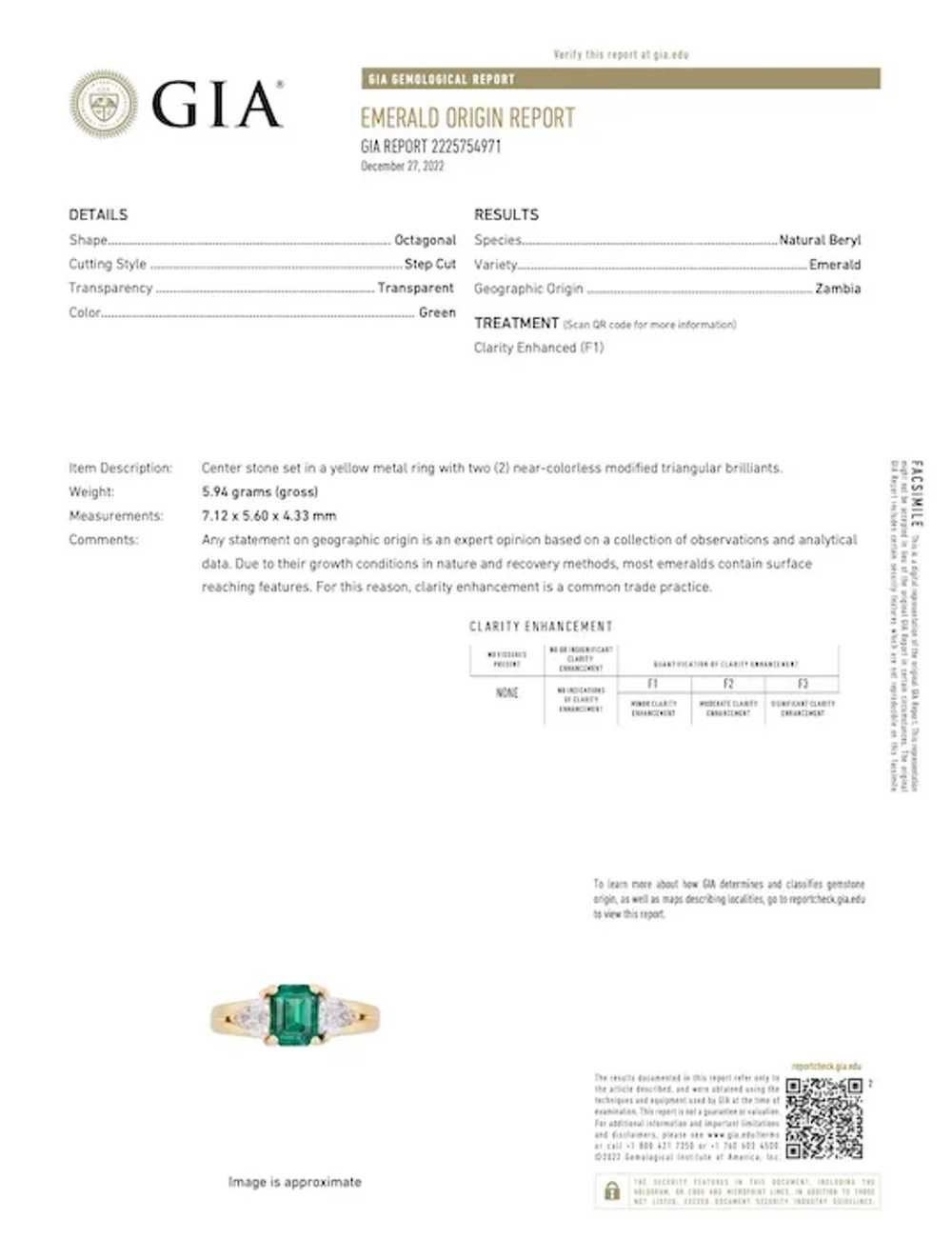 1.30 Carat Zambian Minor Oil Emerald Cut Emerald … - image 2