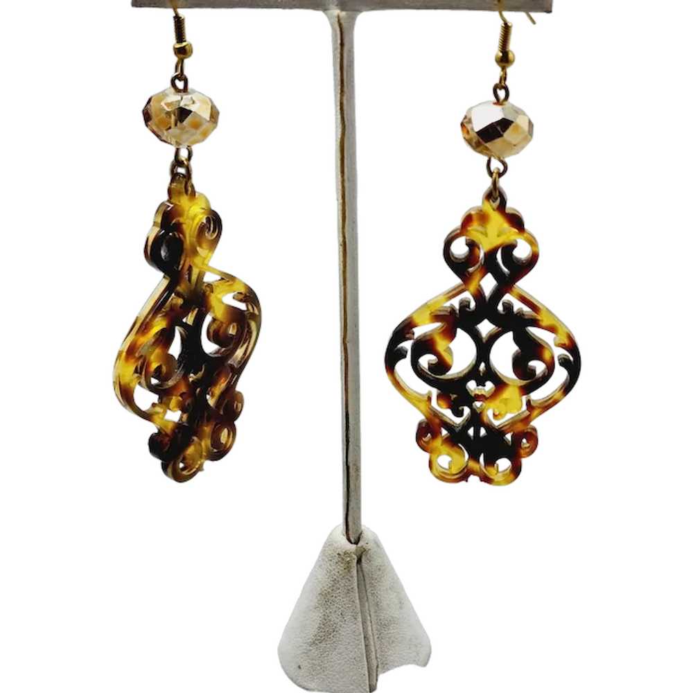 Vintage Lucite And Crystal Dangle Earrings [A1457] - image 1