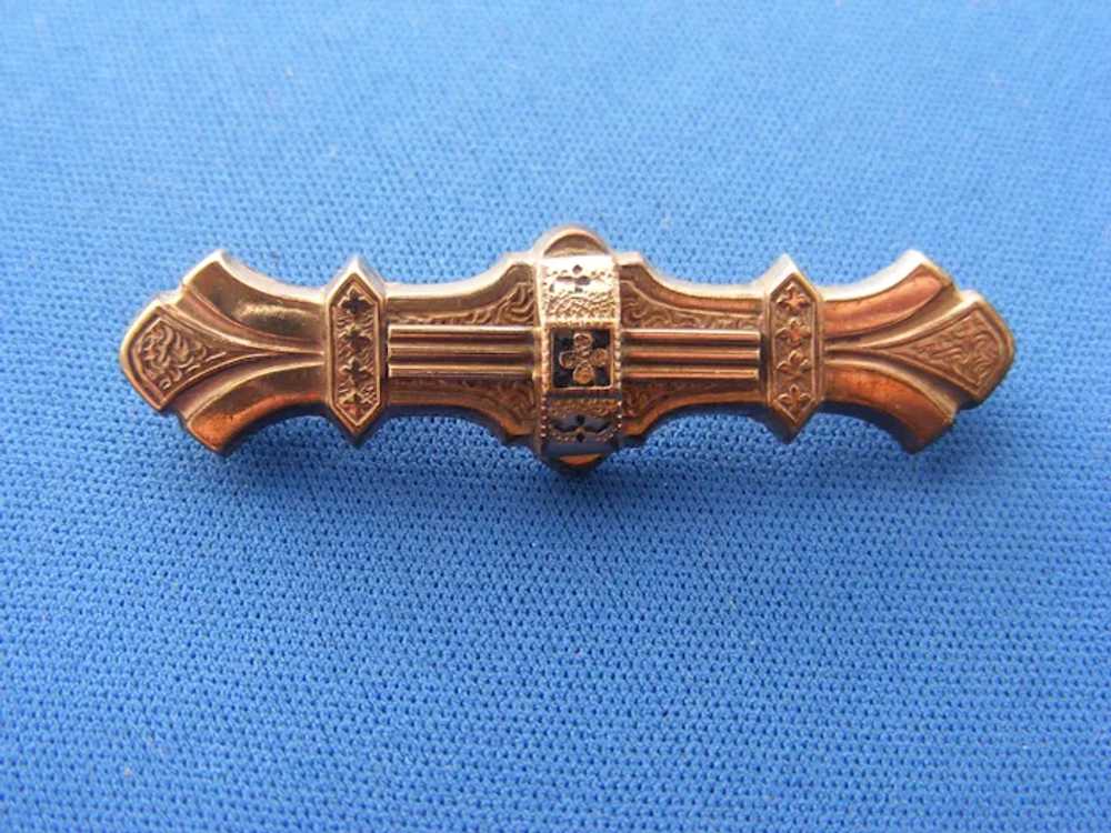 Victorian Brooch 1860s Bar Pin Taille d'epargne G… - image 3