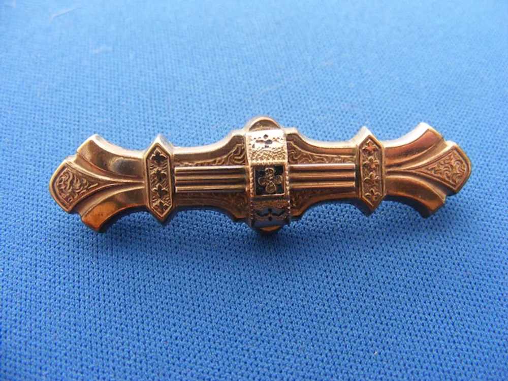 Victorian Brooch 1860s Bar Pin Taille d'epargne G… - image 6