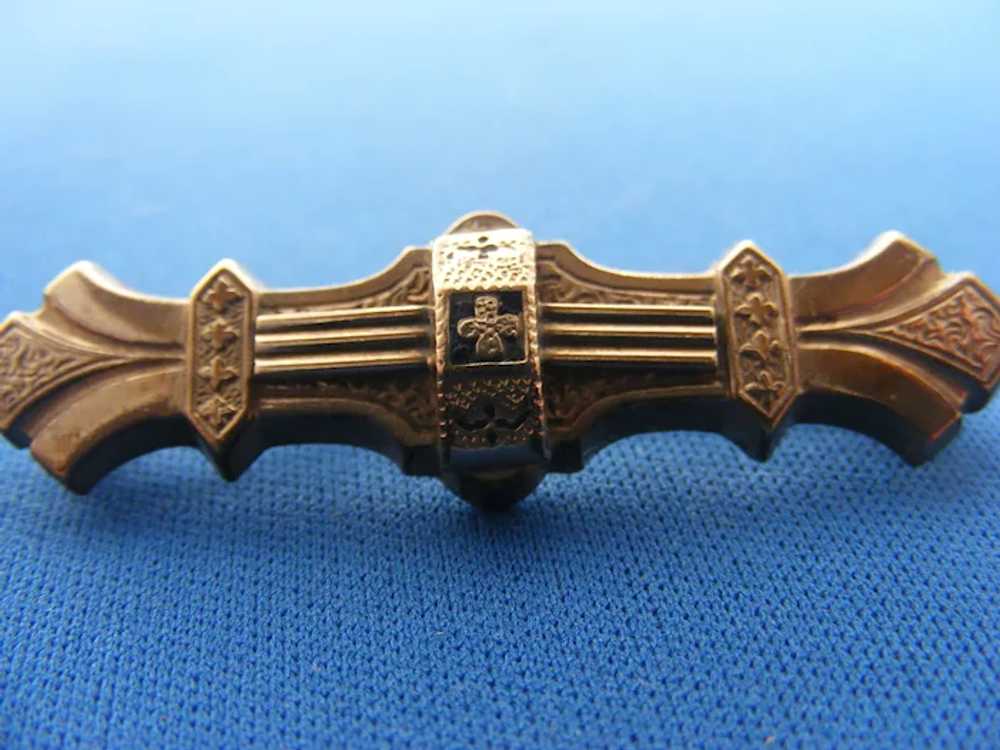 Victorian Brooch 1860s Bar Pin Taille d'epargne G… - image 7