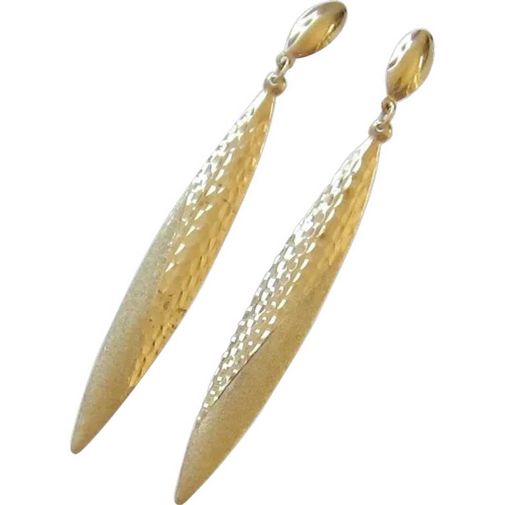 !4K Gold Dangle Pierced Earrings - image 1