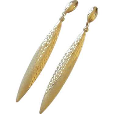 !4K Gold Dangle Pierced Earrings - image 1