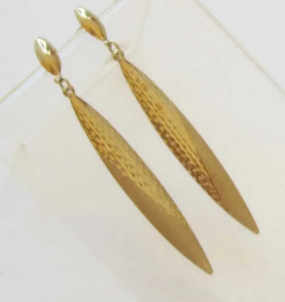 !4K Gold Dangle Pierced Earrings - image 2