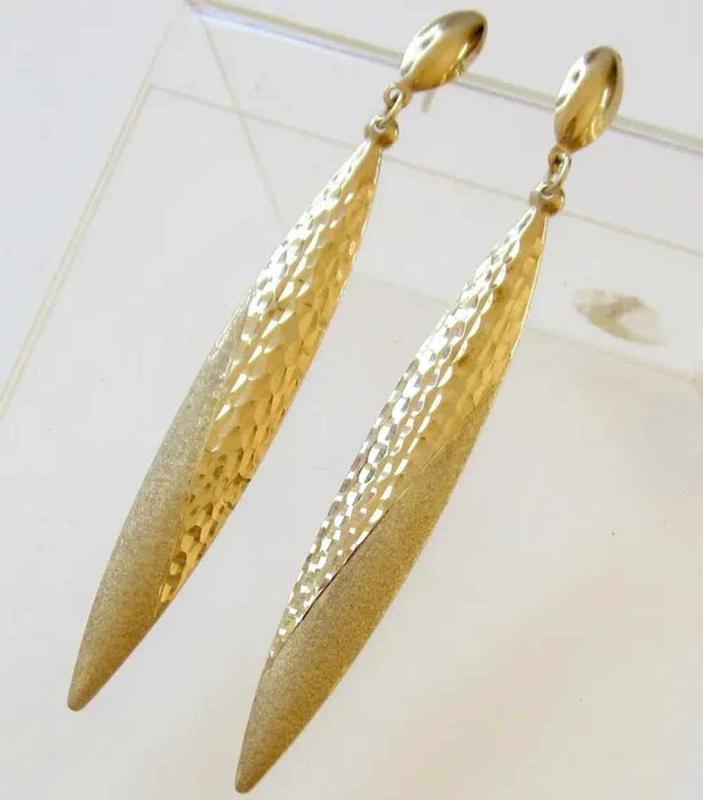 !4K Gold Dangle Pierced Earrings - image 3