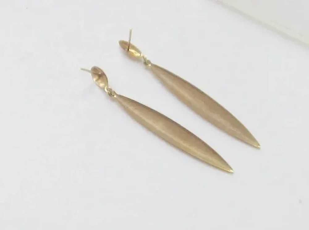 !4K Gold Dangle Pierced Earrings - image 4