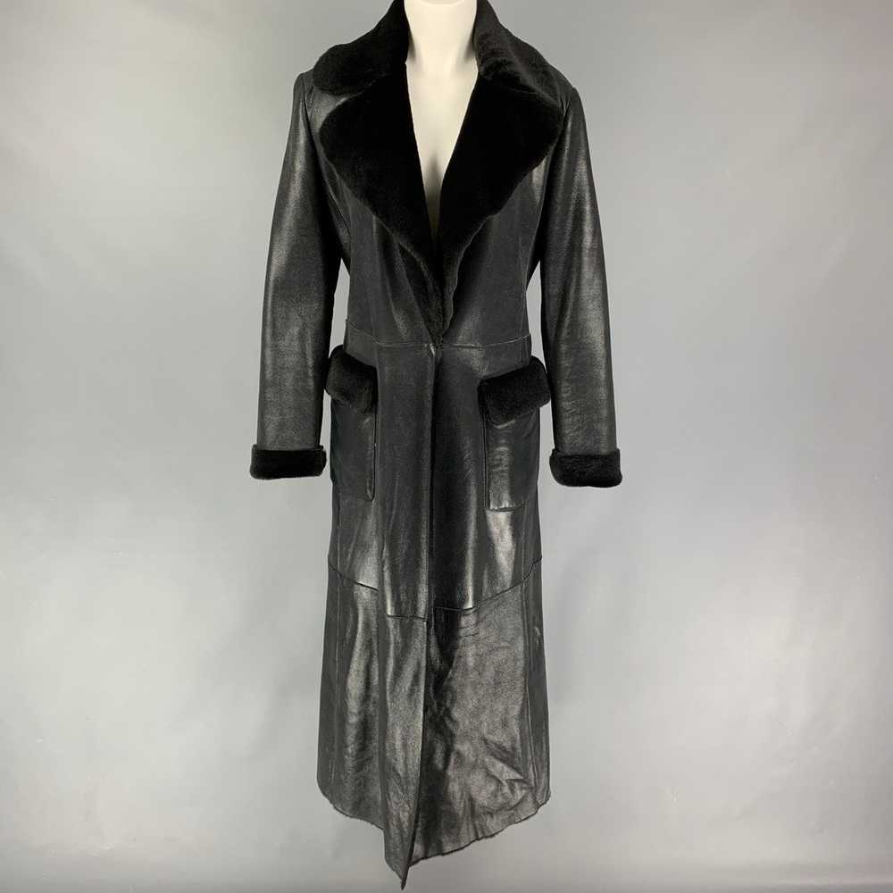 Valentino Black Shiny Lamb Shearling Coat - Gem