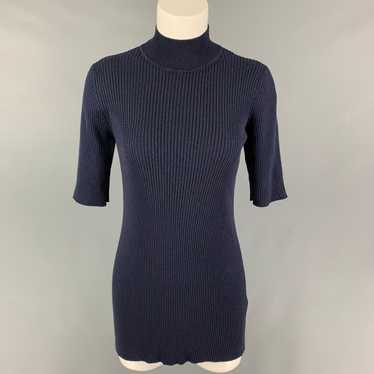 The Row Navy Silk Cotton Ribbed Short Sleeve Casu… - image 1