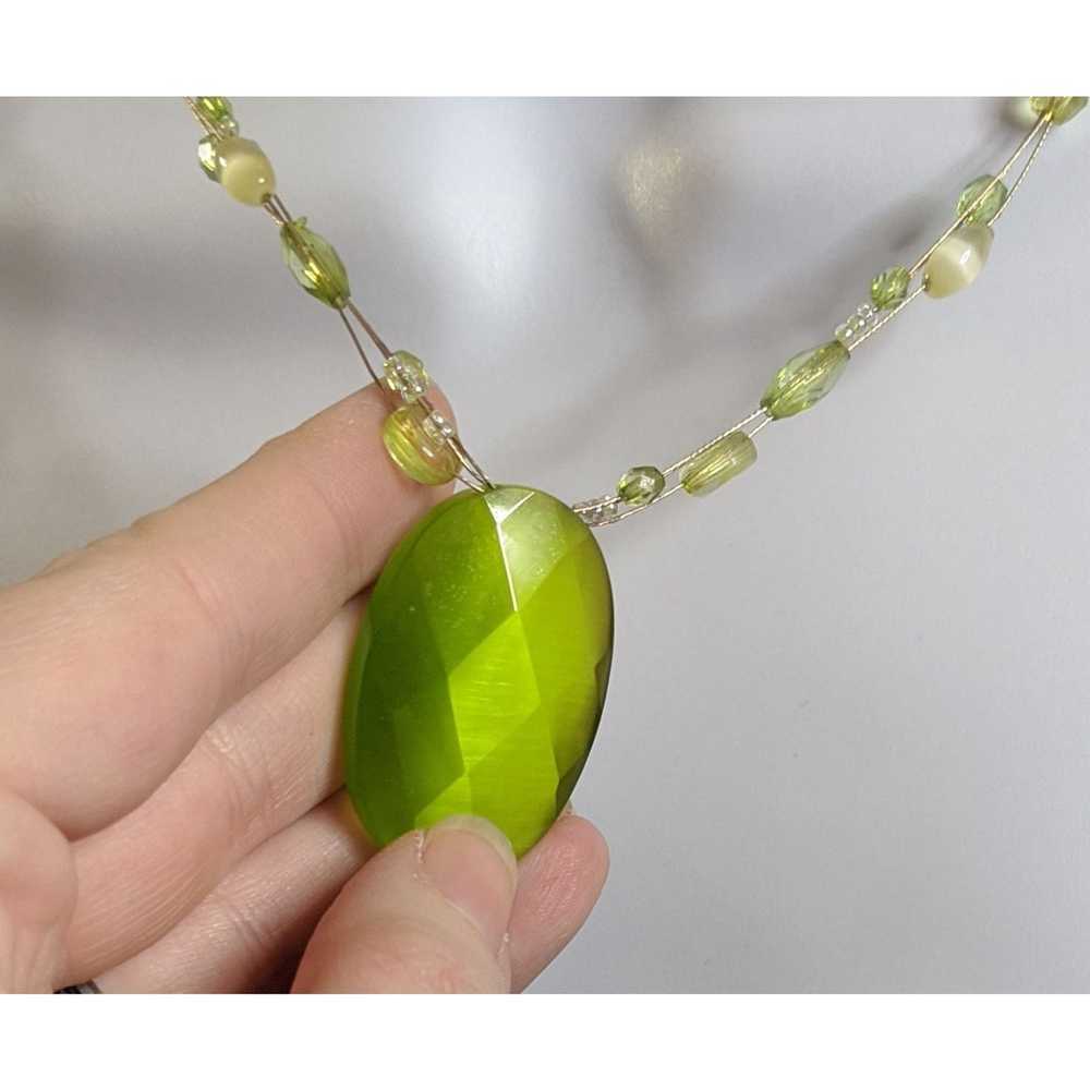 Other Mystical Faceted Green Glass Gem Necklace - image 2