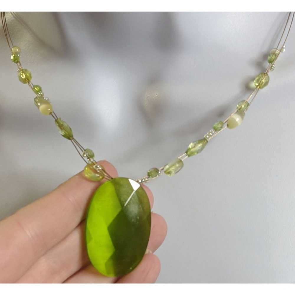 Other Mystical Faceted Green Glass Gem Necklace - image 3