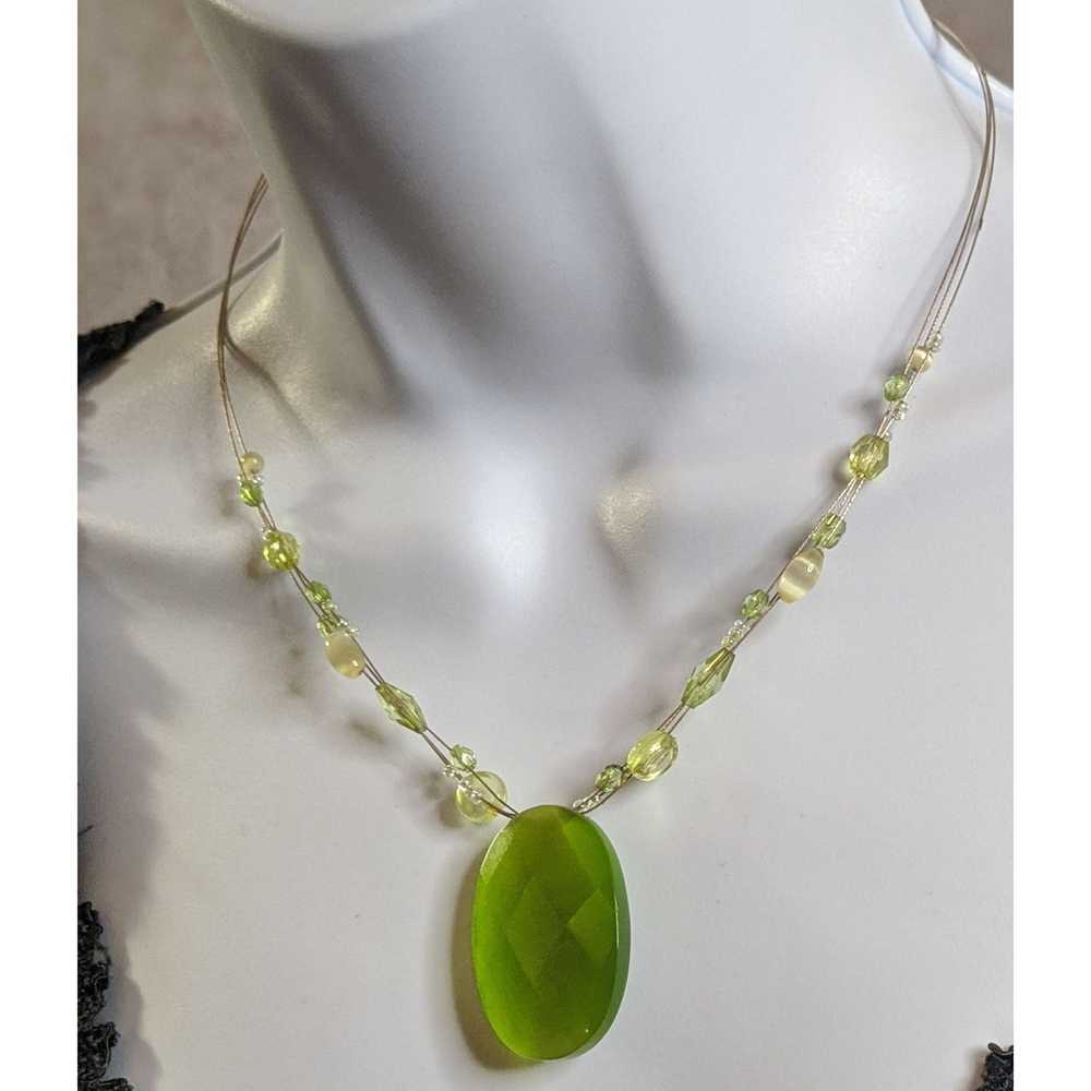 Other Mystical Faceted Green Glass Gem Necklace - image 4