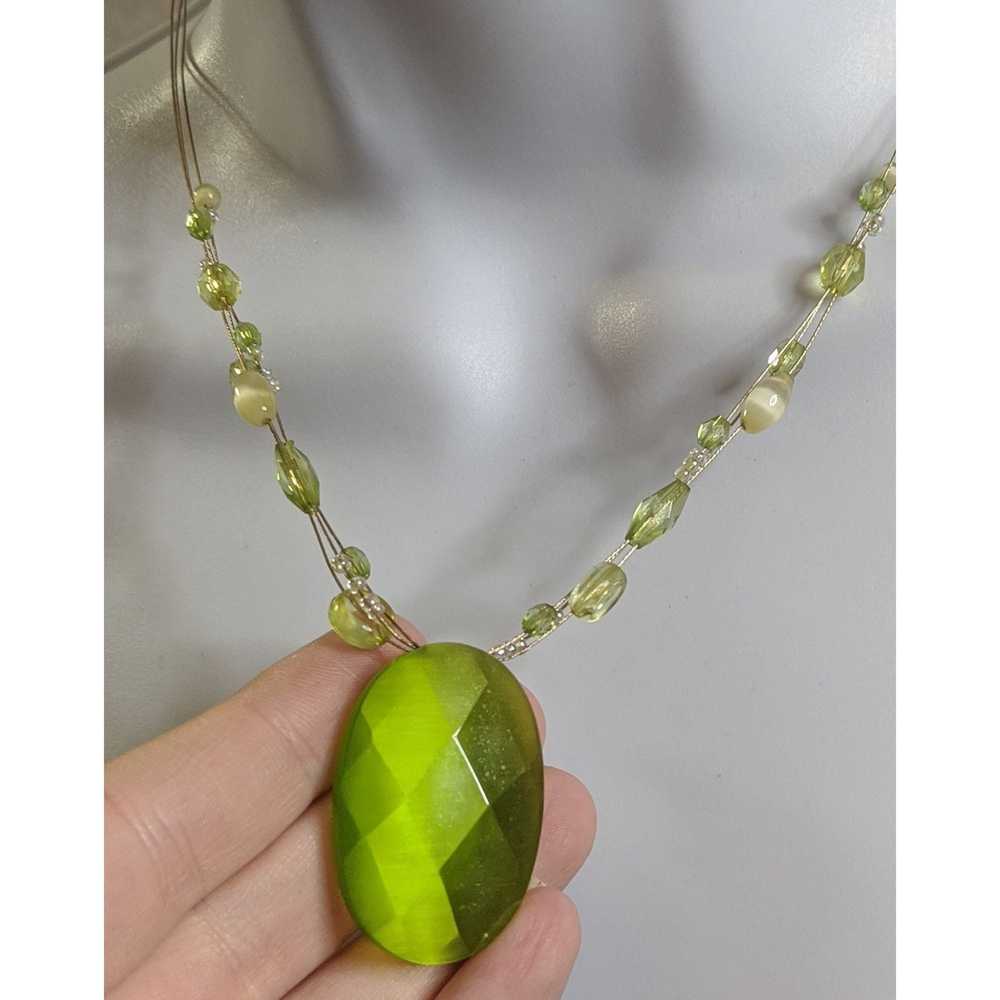 Other Mystical Faceted Green Glass Gem Necklace - image 5