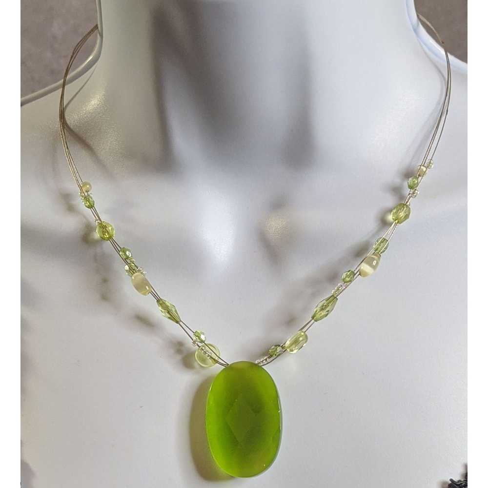 Other Mystical Faceted Green Glass Gem Necklace - image 6