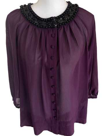 Ann Louise Roswald Purple Top with Beading, 12