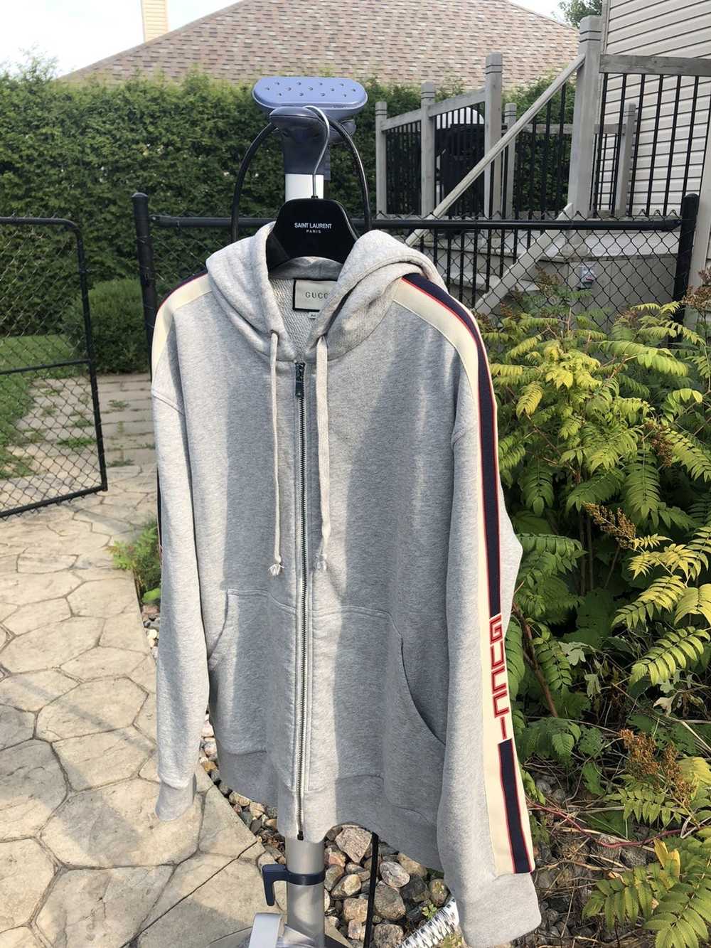 Gucci Gucci grey zip logo hoodie striped XL - image 2