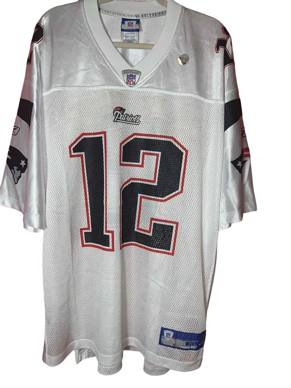 NFL White patriots vintage time brady Jersey rare - image 2