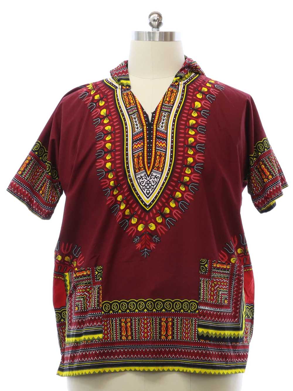 1970's Tia Mens Hooded Dashiki Shirt - image 1