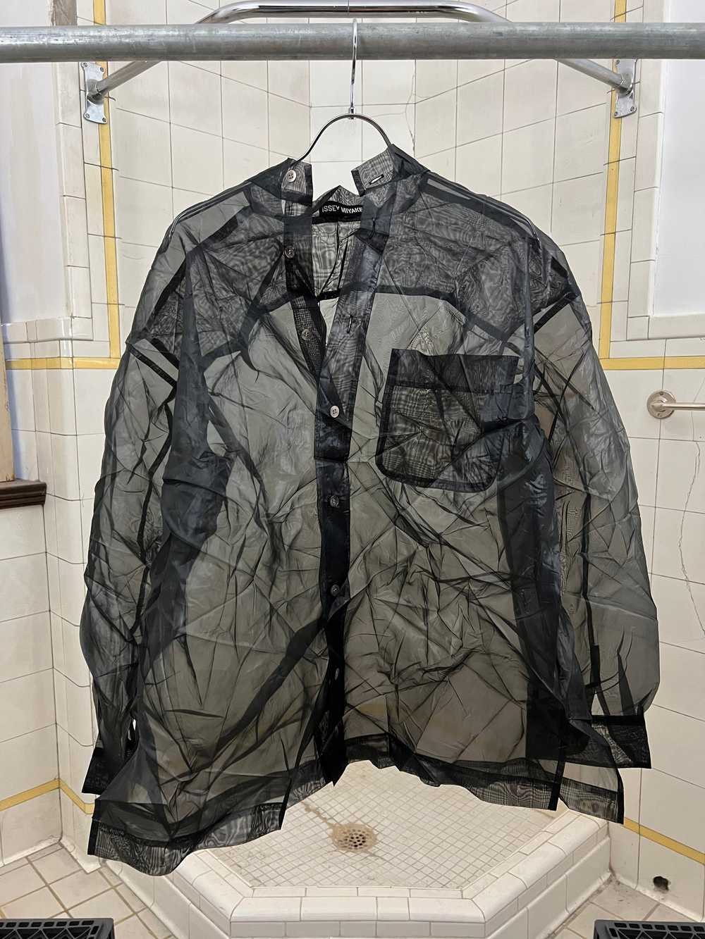 aw1993 Issey Miyake Sheer Polyester Crinkle Shirt… - image 2