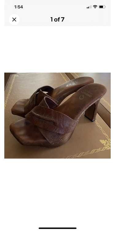 Calleen Cordero Crackle Leather Crisscross Sandals