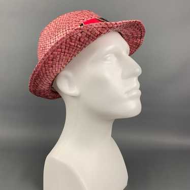 Paul Smith Pink Woven Straw Floral Band Hat - image 1