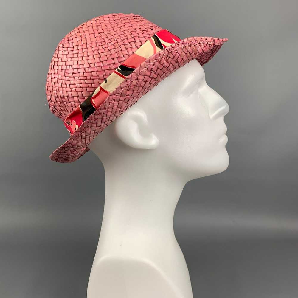 Paul Smith Pink Woven Straw Floral Band Hat - image 2