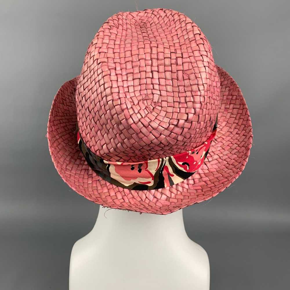 Paul Smith Pink Woven Straw Floral Band Hat - image 4