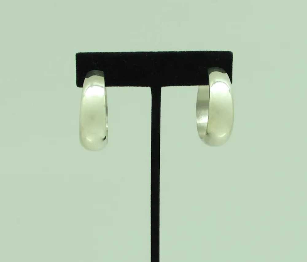 Mexican Sterling Hoop Earrings - image 2