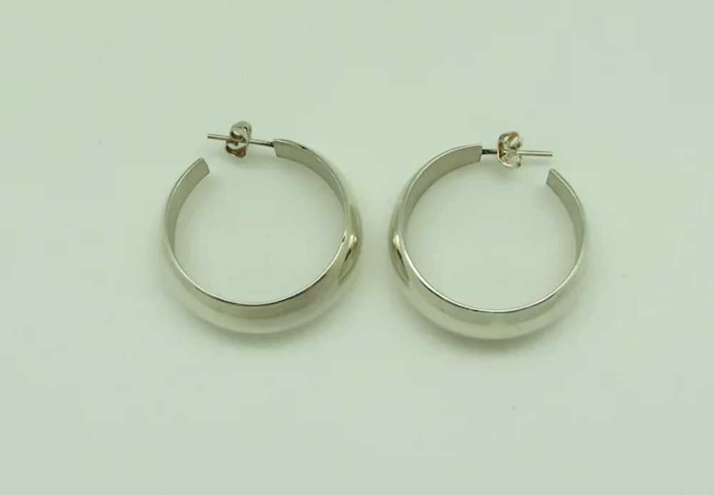 Mexican Sterling Hoop Earrings - image 3