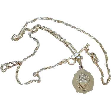 Sterling Silver Religious Medal and Chain - image 1