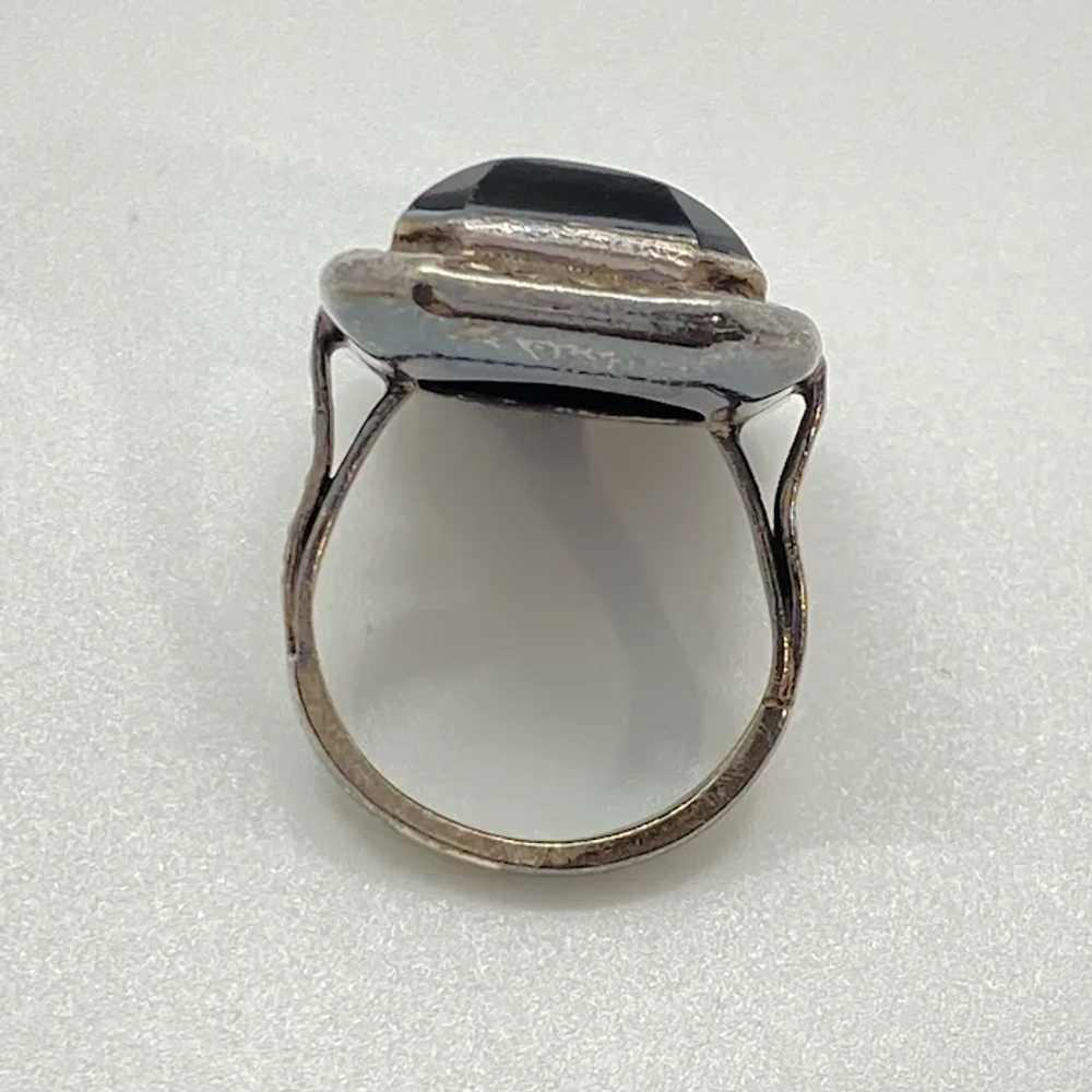 Art Deco Era Onyx and Marcasite Ring Sterling Sil… - image 7